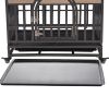 32in Heavy Duty Dog Crate, Furniture Style Dog Crate with Removable Trays and Wheels for High Anxiety Dogs