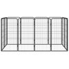 12-Panel Dog Playpen Black 19.7"x39.4" Powder-coated Steel