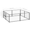 Dog Kennel Black 43.1 ft² Steel