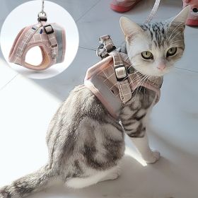 Fashion Plaid Cat Harnesses for Cats Mesh Pet Harness and Leash Set Katten Kitty Mascotas Products for Gotas Accessories (Color: Blue Mesh)