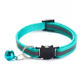 Reflective Dog Collar Pet Cat Puppy Nylon Collar with Bell Neck Adjustable (Color: MINT)