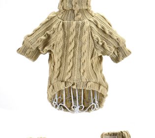 Pet Turtleneck Knitted Sweater Winter Dog Cat Keep Warm (Color: Beige)