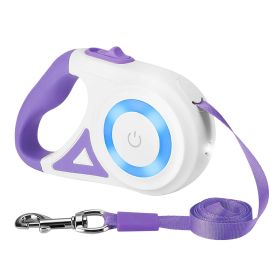 16FT Retractable Dog Leash Extendable Pet Leash Dog Walking Leash with Flashlight RGB Light 2 Rolls of Waste Bags Dispenser Fit for 66-110lbs (Color: Purple)