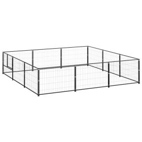 Dog Kennel Black 96.9 ft² Steel (Color: Black)